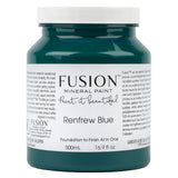 500mL Fusion Mineral Paint in Renfrew Blue, rich teal with white label and black lid.