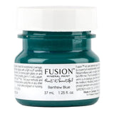 37ml Fusion Mineral Paint jar in Renfrew Blue, bold teal blue shade with white lid and front label.