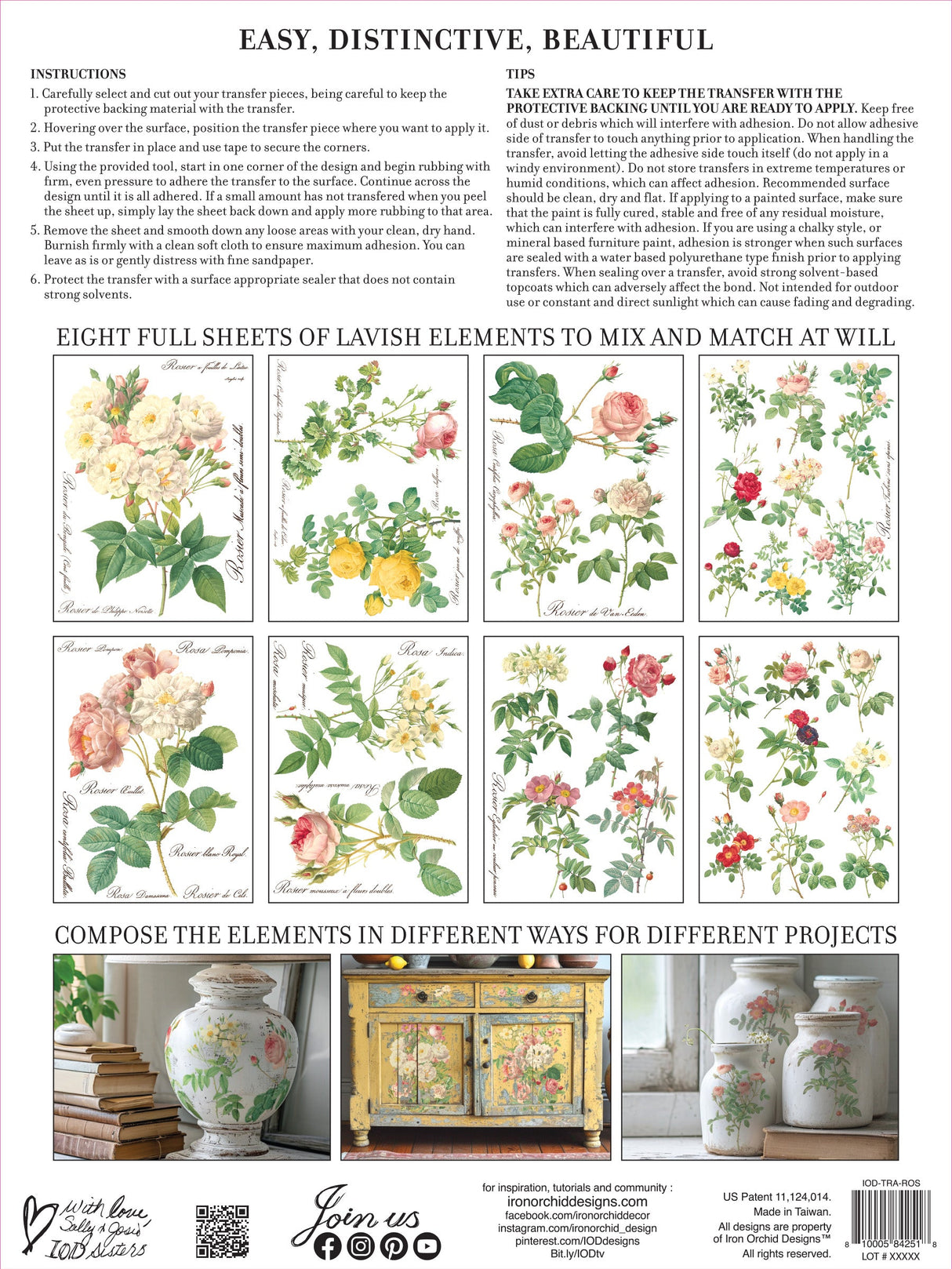 Rose Botanical Transfer by IOD - Iron Orchid Designs @ The Painted Heirloom