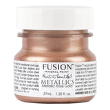 Fusion Mineral Paint Rose Gold Metallic small jar with white label and copper-toned paint visible inside.