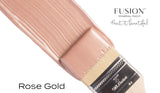 Fusion Mineral Paint Rose Gold Metallic paint jar, featuring a shimmering rose gold color.