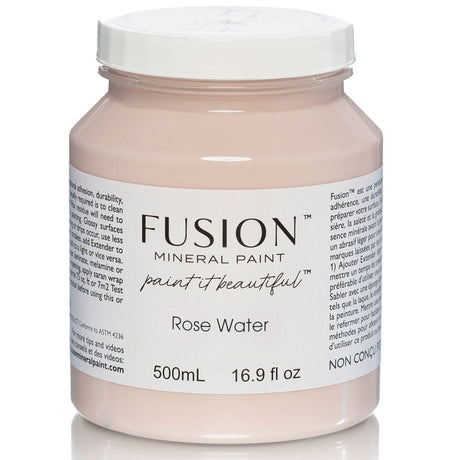 500mL Fusion Mineral Paint jar in Rose Water, a neutral pink shade, with white cap and labeled front.