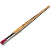 Staalmeester ONE Series 1095 round paintbrush with red bristles and wooden handle for detailed oil painting.