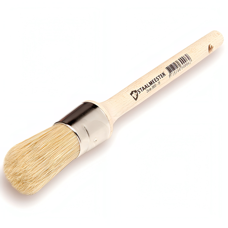 Staalmeester Round Wax Brush 3600 with natural bristles, wooden handle, and metal ferrule.