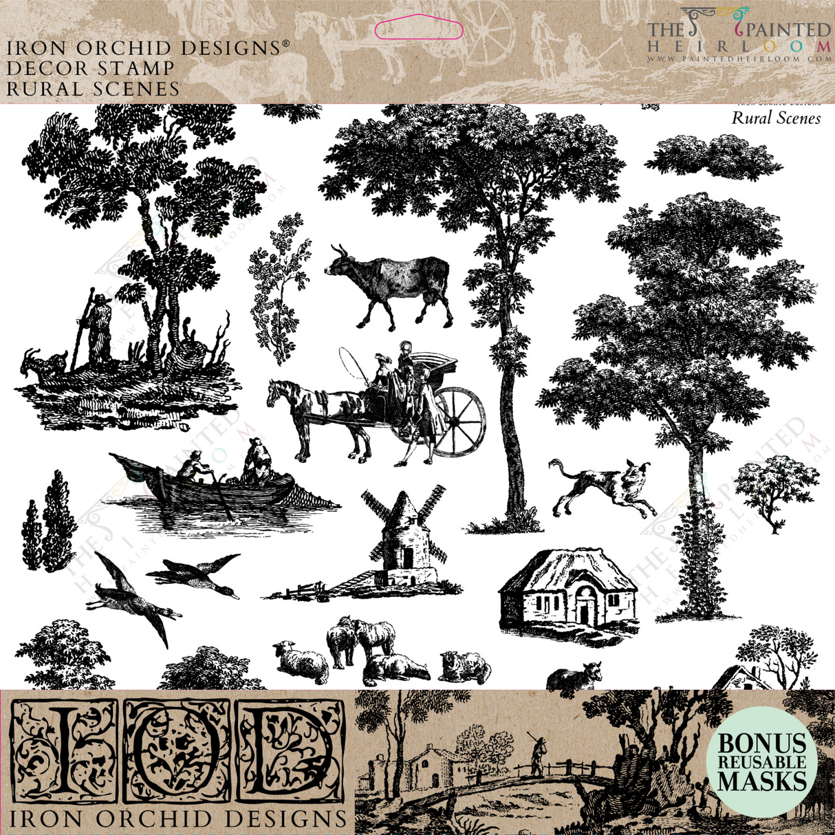 Rural Scenes Stamp by IOD - Iron Orchid Designs @ The Painted Heirloom