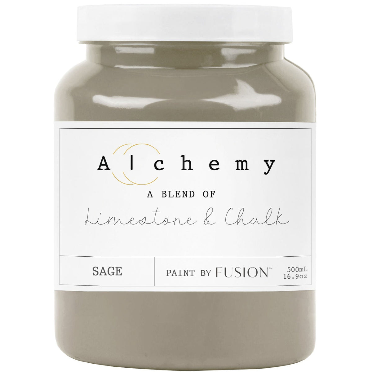 500ml Sage Alchemy Fusion Mineral Paint, chalk-style furniture paint with limestone and chalk blend.