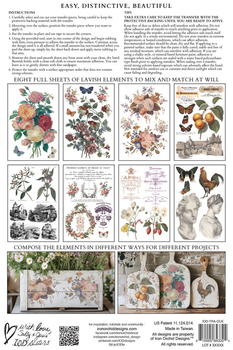 Saint Ouen Transfer by IOD with floral designs, project ideas, and instructions included.