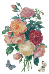 I.O.D. Saint Ouen Transfer featuring a bouquet of roses and butterflies on white background.