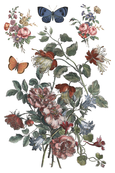 Saint Ouen Transfer by IOD featuring vintage-style flowers and butterflies from Iron Orchid Designs.