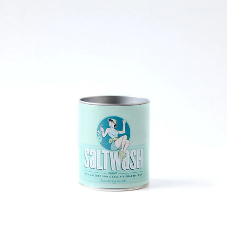 Saltwash Paint Additive Powder in a retro-style light blue can, by Saltwash.