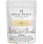 Homestead House Sand Milk Paint 50g pouch with coverage information and safety labels on the front.