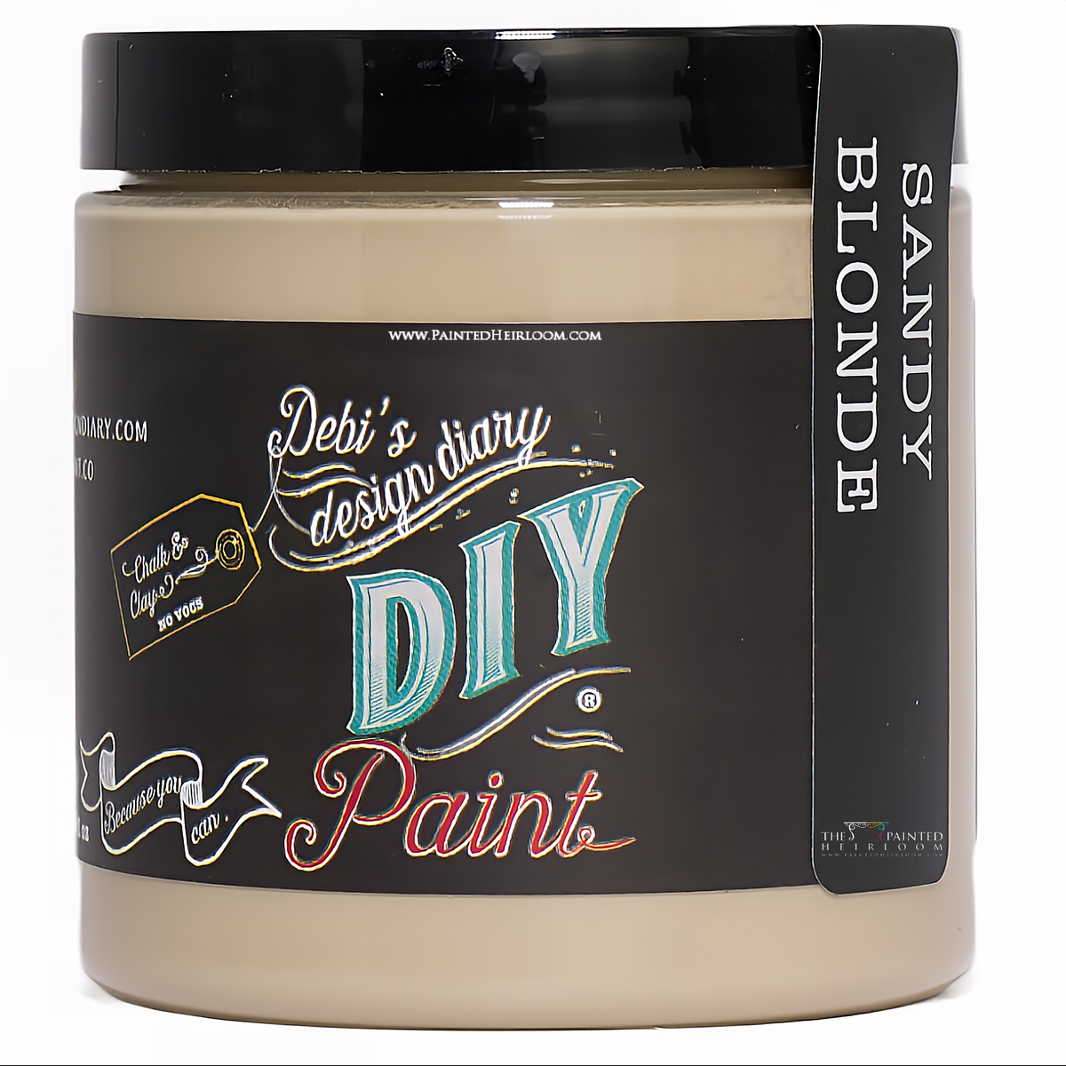 Sandy Blonde DIY Paint by DIY Paint Co. in a jar with black label and colorful text on the front.