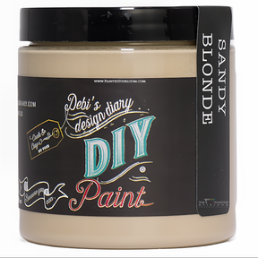 Sandy Blonde DIY Paint by DIY Paint Co. in a jar with black label and colorful text on the front.