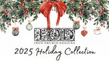 Santa’s Hollow Transfer (2025) by IOD with festive greenery, ornaments, red bow, and decorative script.