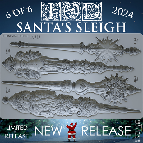 Set of four silver candle holders made with IOD 2024 Santa’s Sleigh Mould.