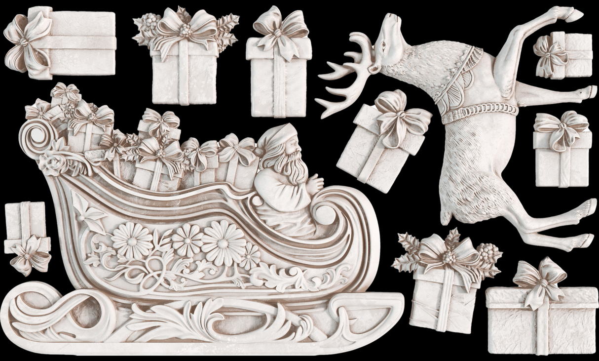 Santa's Sleigh Mould (2024 Limited Release) by IOD - Iron Orchid Designs @ The Painted Heirloom