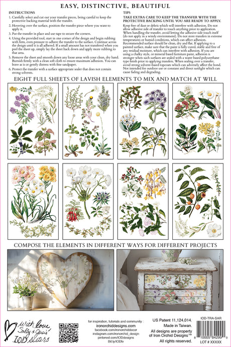IOD Sarah Featon’s Botanicals Transfer, suitable for customizing surfaces with botanical artwork.