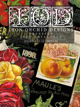 Seed Catalogue Transfer by IOD featuring vintage floral seed catalogue cover illustration for DIY decor projects.