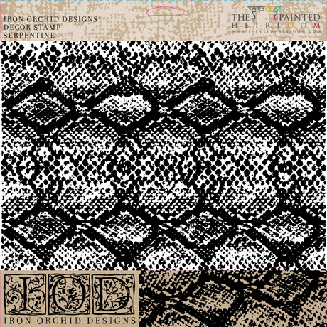 Serpentine Stamp (Retired) by IOD in black and white snake skin pattern for reusable stamping or silicone stamps.