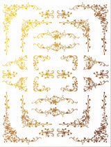 Si Belle Gilded Transfer by IOD featuring gold floral borders on a white background.