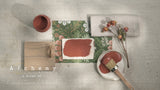 Alchemy by Fusion Digital Downloads with brush, wood sample, floral card, dried florals, and linen on textured surface.