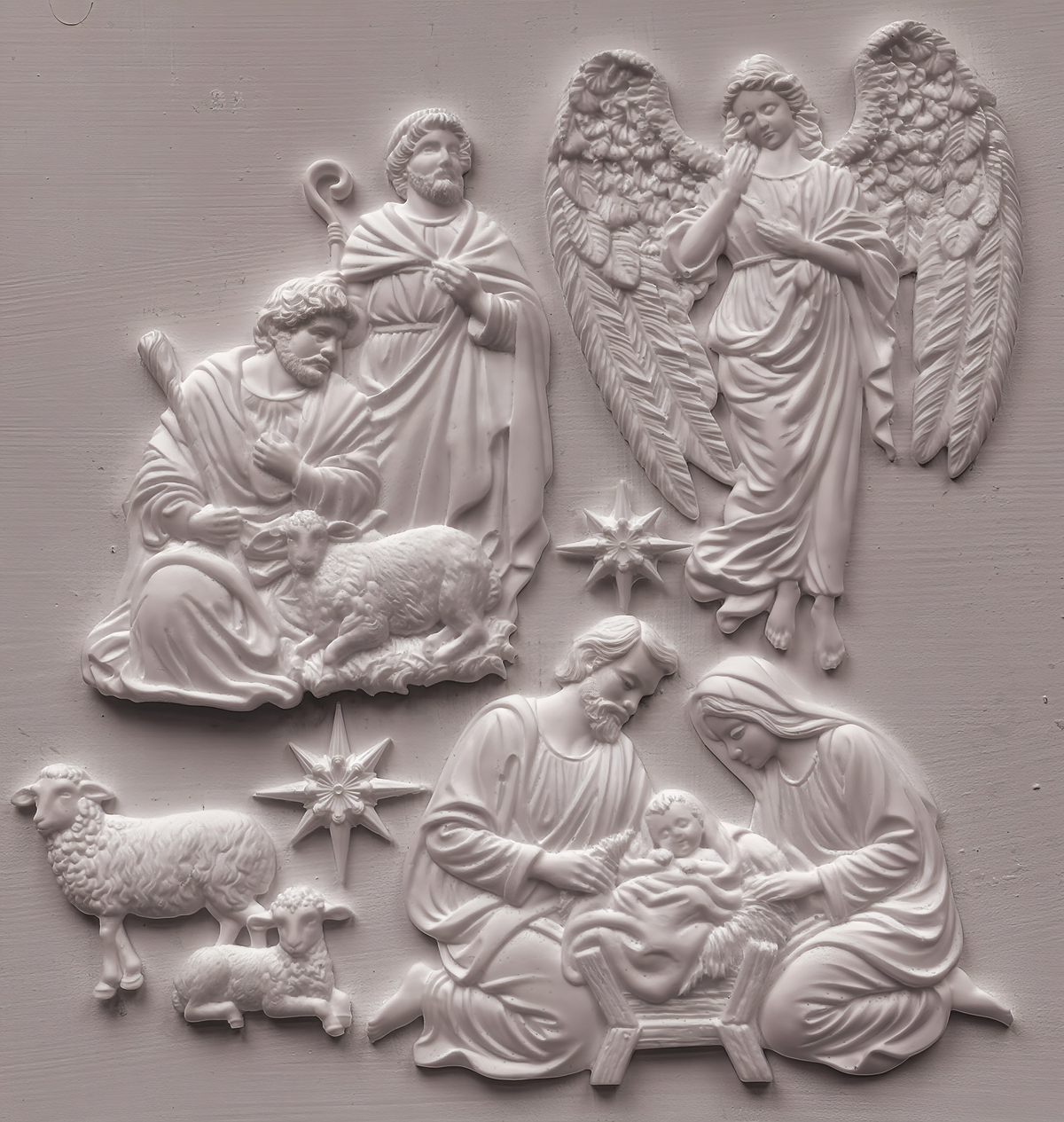 Silent Night Mould (2026 Limited Release) by I.O.D., features embossed nativity with Mary, Joseph, Jesus, angels, and stars.