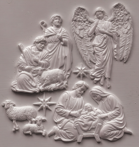 Silent Night Mould (2026 Limited Release) by I.O.D., features embossed nativity with Mary, Joseph, Jesus, angels, and stars.