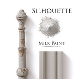 Silhouette Milk Paint by Homestead House, soft gray shade for vintage or distressed furniture finishes.
