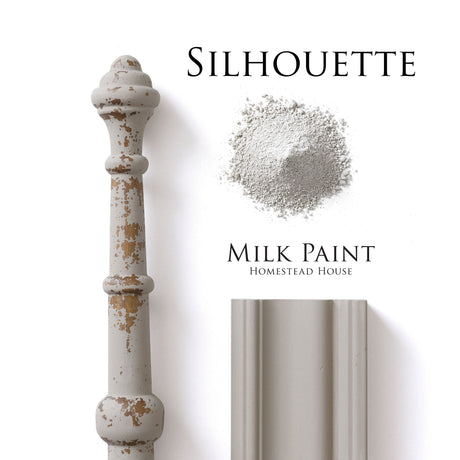 Silhouette Milk Paint by Homestead House, soft gray shade for vintage or distressed furniture finishes.