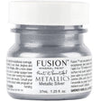 Fusion Mineral Paint Silver Metallic, 1.25 fl oz jar with white label and gray lid.