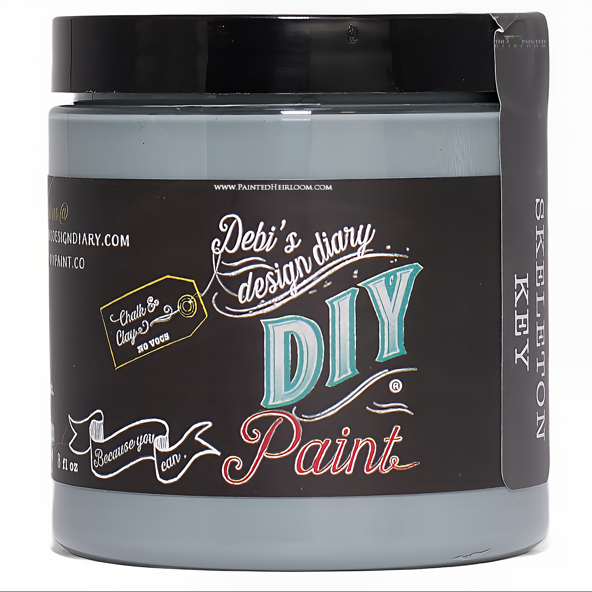 DIY Paint Co. Skeleton Key clay and chalk paint, eco-friendly formula for furniture projects.