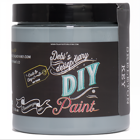 DIY Paint Co. Skeleton Key clay and chalk paint, eco-friendly formula for furniture projects.