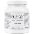 500mL white jar of Fusion Mineral Paint Snowdrop acrylic paint with descriptive label text.