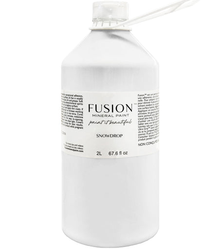 2L Fusion Mineral Paint Snowdrop, acrylic, neutral white, with white cap and handle.