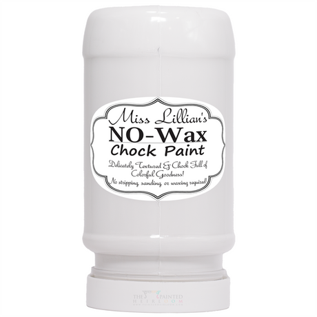 Miss Lillian’s Paint Snowflake No-Wax Chock Paint container for furniture restoration and upgrades.