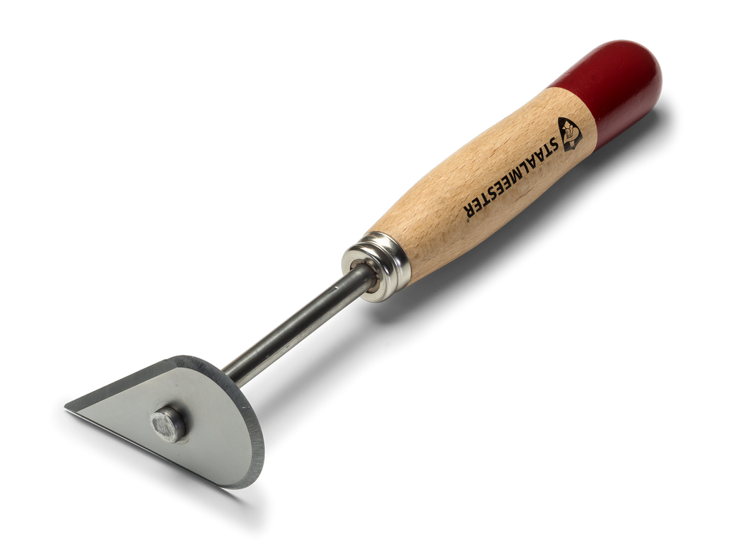Staalmeester Scraper & Stripper with wood handle, metal shaft, and triangular blade for scraping or stripping tasks.