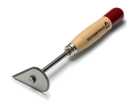Staalmeester Scraper & Stripper with wood handle, metal shaft, and triangular blade for scraping or stripping tasks.
