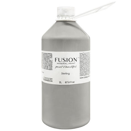 2L Fusion Mineral Paint Sterling, all-in-one acrylic, matte finish, white cap and label.