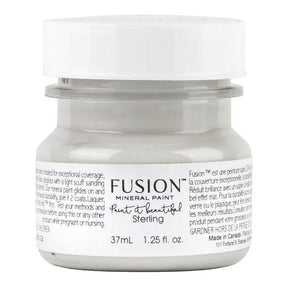 37mL jar of Sterling Fusion Mineral Paint, matte finish with white lid, all-in-one acrylic by Fusion Mineral Paint.