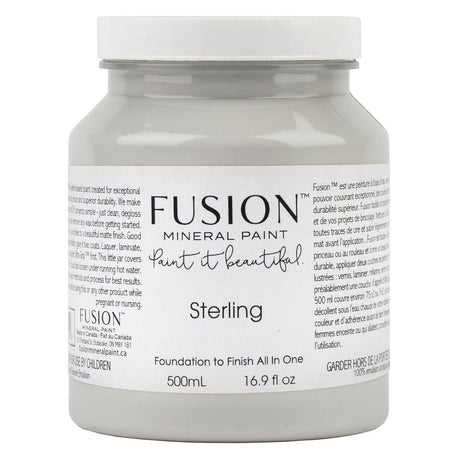 Sterling Fusion Mineral Paint 500mL jar, all-in-one acrylic with matte finish.