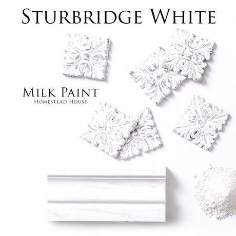 Homestead House Sturbridge White Milk Paint jar, soft classic white color, suitable for vintage or modern décor projects.