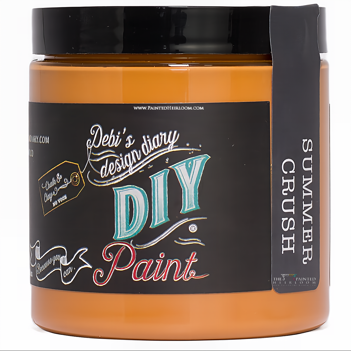 Summer Crush DIY Paint by DIY Paint Co. in a jar with black label, orange paint visible inside.