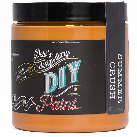 Summer Crush DIY Paint by DIY Paint Co. in a jar with black label, orange paint visible inside.