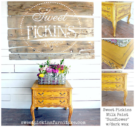 Sunflower by Old Fashioned Milk Paint, eco-friendly and non-toxic paint from sweetpickinsfurniture.com.