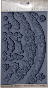 IOD Swags Mould, silicone, features floral and swag motifs for crafts and decor. Brand: I.O.D.