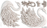 Swan illustration with scrollwork and crown, inspired by Swans Mould from IOD - Iron Orchid Designs.