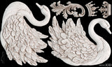Ornate swans, leaves, and crowns crafted with the Swans Mould by IOD – Iron Orchid Designs on black.