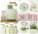 Sweetwater Old Fashioned Milk Paint, soft pale green, VOC-free, for furniture, decor, trims, and accessories.
