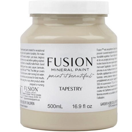 500mL jar of Tapestry Fusion Mineral Paint with product details shown on the label.