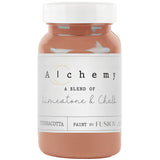 Jar of Fusion Mineral Paint Terracotta Alchemy, chalk-style with limestone and chalk blend.